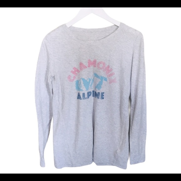GAP Vintage Wash Alpine Mountain Champion Print Ski Top With Long Sleeves Grey S - Picture 10 of 13